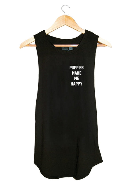 Puppies Make Me Happy Sleeveless Top | Gift for Dog Lovers