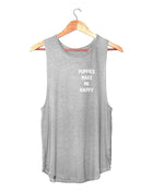 Puppies Make Me Happy Motto Sleeveless Top | Classic Gift for Dog Moms | Made in USA