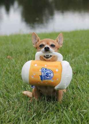 PAWTY BEER PLUSH DOG TOY