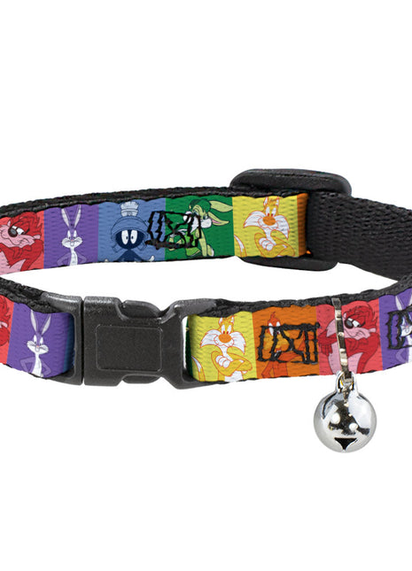 Cat Collar Breakaway with Bell - Looney Tunes 6-Character Pose Pride Blocks Multi Color