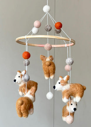 Felt Corgi Dog Baby Mobile