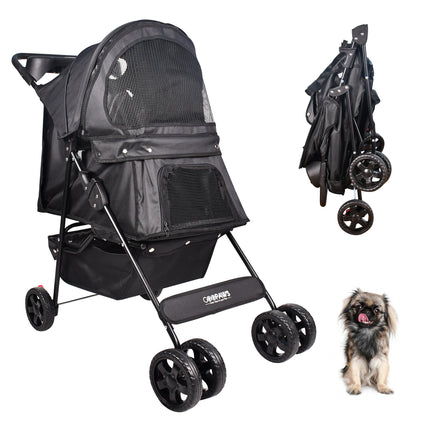 Jespet 4-Wheel Promenade Pet Stroller for Small Dogs Cats, Maroon, 36''