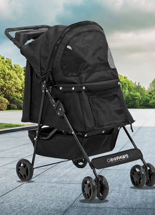 GOOPAWS 4-Wheel Promenade Pet Stroller for Small Dogs Cats, Black, 36'' - Pup List