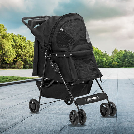 GOOPAWS 4-Wheel Promenade Pet Stroller for Small Dogs Cats, Black, 36'' - Pup List