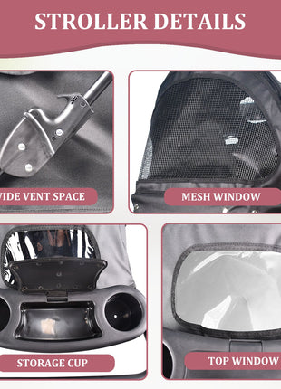 GOOPAWS 4-Wheel Promenade Pet Stroller for Small Dogs Cats, Black, 36'' - Pup List