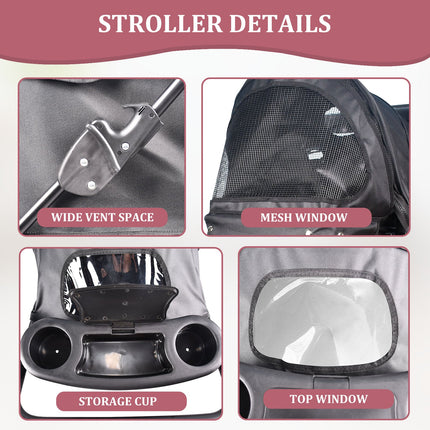GOOPAWS 4-Wheel Promenade Pet Stroller for Small Dogs Cats, Black, 36'' - Pup List