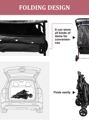 GOOPAWS 4-Wheel Promenade Pet Stroller for Small Dogs Cats, Black, 36'' - Pup List