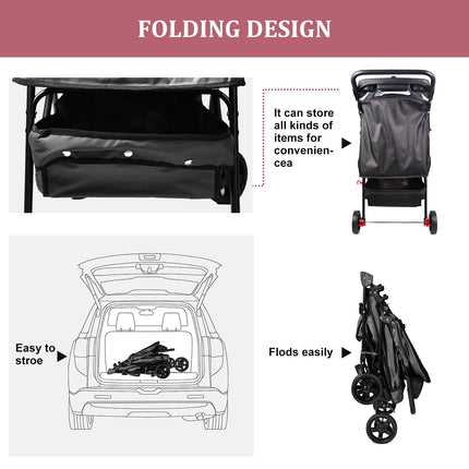 GOOPAWS 4-Wheel Promenade Pet Stroller for Small Dogs Cats, Black, 36'' - Pup List
