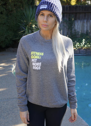Fitness Goals: Pet More Dogs Crewneck Sweatshirt | Gift for Dog Lovers | Printed in USA