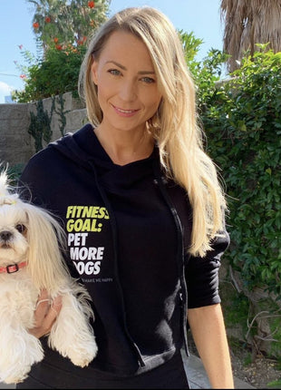 Fitness Goals: Pet More Dogs Crop Hoodie | Gift for Dog Moms | Printed in USA
