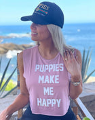 Puppies Make Me Happy | Crop Tank Gift For Dog Lovers Made in USA