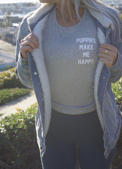 Puppies Make Me Happy Sleeveless Top | Gift for Dog Lovers