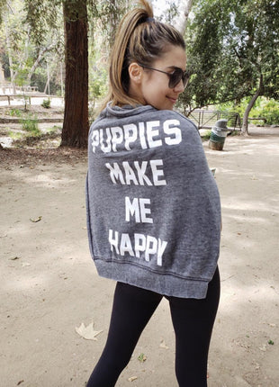 Puppies Make Me Happy Acid Wash Sweatshirt | Gifts for Dog Lovers - Pup List