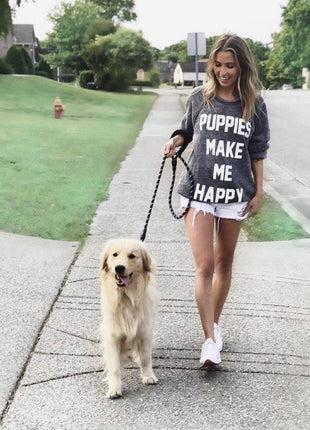 Puppies Make Me Happy Acid Wash Sweatshirt | Gifts for Dog Lovers - Pup List