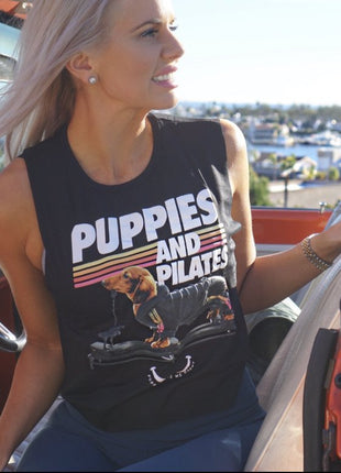 Puppies & Pilates Crop Top | Gift for Dog Moms & Yoga Lovers