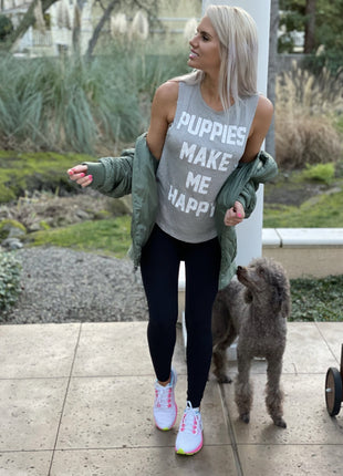 Puppies Make Me Happy |  Women's Sleeveless Tank | Made in USA