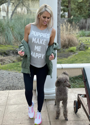 Puppies Make Me Happy |  Women's Sleeveless Tank | Made in USA