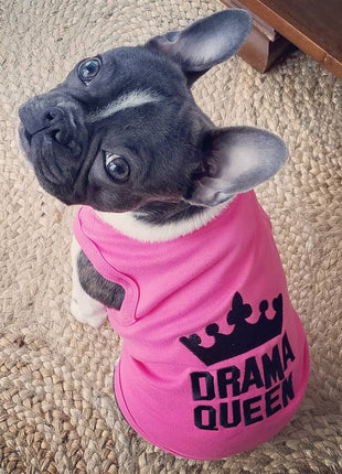 Parisian Pet 'Drama Queen' Embroidered Dog & Cat Shirt - Trendy Pet Apparel, Pink