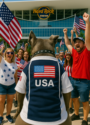 Parisian Pet 'Team USA' Dog & Cat Shirt – Embroidered USA Jersey, Perfect for Sports and Vacations – Red, White, and Blue - Pup List