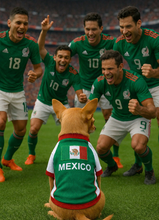 Parisian Pet 'Team Mexico' Dog & Cat T-Shirt – Patriotic Dog Shirt, Perfect for Soccer Fans – Red, White, Green