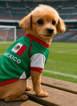 Parisian Pet 'Team Mexico' Dog & Cat T-Shirt – Patriotic Dog Shirt, Perfect for Soccer Fans – Red, White, Green