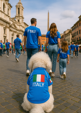 Parisian Pet 'Team Italy' Jersey for Dogs & Cats – Soccer Fan Apparel for Pets, Italy National Team Colors, Blue and White - Pup List