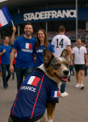 Parisian Pet 'Team France' Jersey - France National Team Pet Apparel, Dog Sports Jersey for Soccer Fans, World Cup Dog Shirt for Dogs & Cats, Blue - Pup List