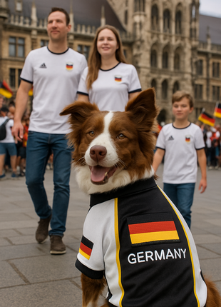 Parisian Pet 'Team Germany' - Jersey, Dog Sports Jersey for Soccer Fans, Germany Flag Dog Shirt for Dogs & Cats, Black