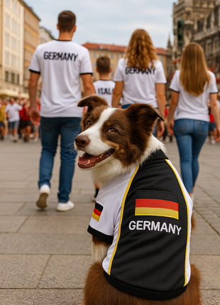 Parisian Pet 'Team Germany' - Jersey, Dog Sports Jersey for Soccer Fans, Germany Flag Dog Shirt for Dogs & Cats, Black