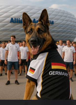 Parisian Pet 'Team Germany' - Jersey, Dog Sports Jersey for Soccer Fans, Germany Flag Dog Shirt for Dogs & Cats, Black