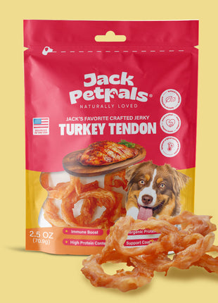 Jack PetPals Handcrafted Jerky Turkey Tendon Dog Treats (2.5oz)