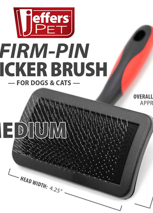 Jeffers Firm Pin Universal Slicker Pet Grooming Brush