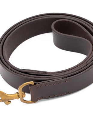 Jeffers Flat Leather Dog Leash with Hand Strap Handle, 6'L