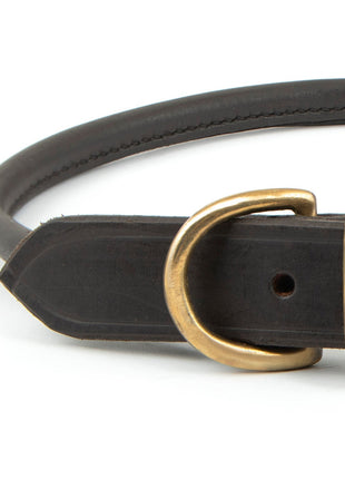 Jeffers Rolled Leather Dog Collars with Brass Hardware