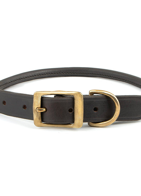 Jeffers Rolled Leather Dog Collars with Brass Hardware