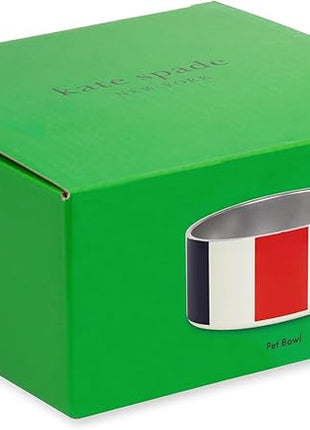 Kate Spade Adventure Stripe Food & Water Bowl for Dogs, Stainless Steel Small Bowl with Non-Slip Base