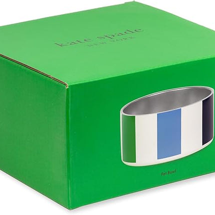 Kate Spade Adventure Stripe Food & Water Bowl for Dogs, Stainless Steel Large Bowl with Non-Slip Base