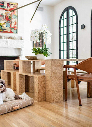 Tan Grid | Dog Bed or Bed Cover