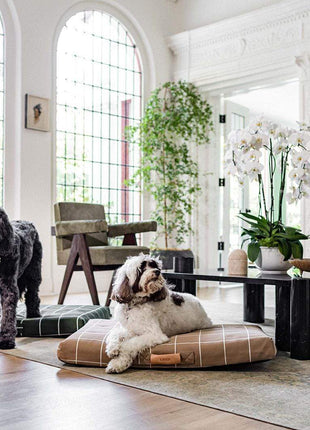 Tan Grid | Dog Bed or Bed Cover