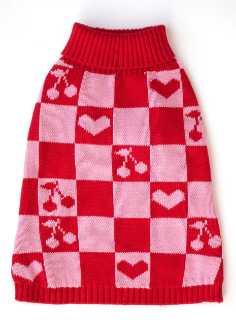 Roll Neck Dog Knitted Love Sweater
