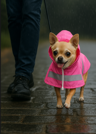 Parisian Pet 'Pink Raincoat' for Dogs & Cats, Waterproof Dog Raincoat, Designer Pet Coat, Pink