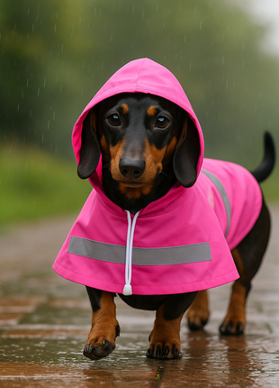 Parisian Pet 'Pink Raincoat' for Dogs & Cats, Waterproof Dog Raincoat, Designer Pet Coat, Pink