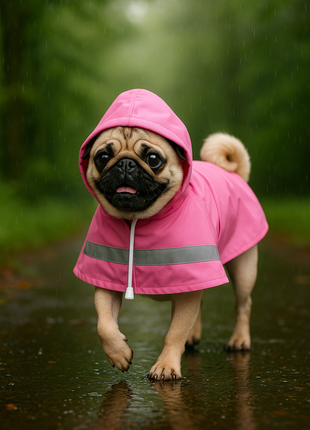 Parisian Pet 'Pink Raincoat' for Dogs & Cats, Waterproof Dog Raincoat, Designer Pet Coat, Pink