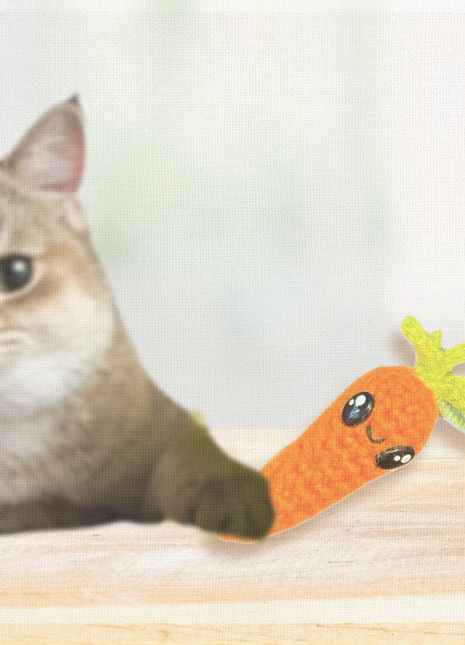 Handmade Catnip Toy | Lulu the Carrot Chunkle Puff Infused with Miracle Nip Botanicals