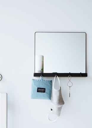 Magnetic Mirror with Storage Rack - Glass