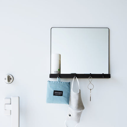 Magnetic Mirror with Storage Rack - Glass