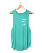 Puppies Make Me Happy Motto Sleeveless Top | Classic Gift for Dog Moms | Made in USA