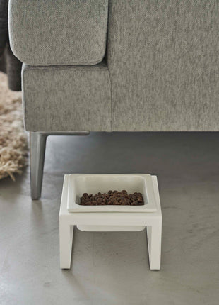 Single Pet Food Bowl - Tall - Steel + Ceramic
