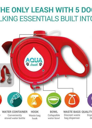 New 3 IN 1 Pet Leash With Built-in Water Bottle Bowl & Waste Bag Dispenser Modern Design
