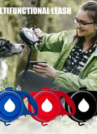 New 3 IN 1 Pet Leash With Built-in Water Bottle Bowl & Waste Bag Dispenser Modern Design